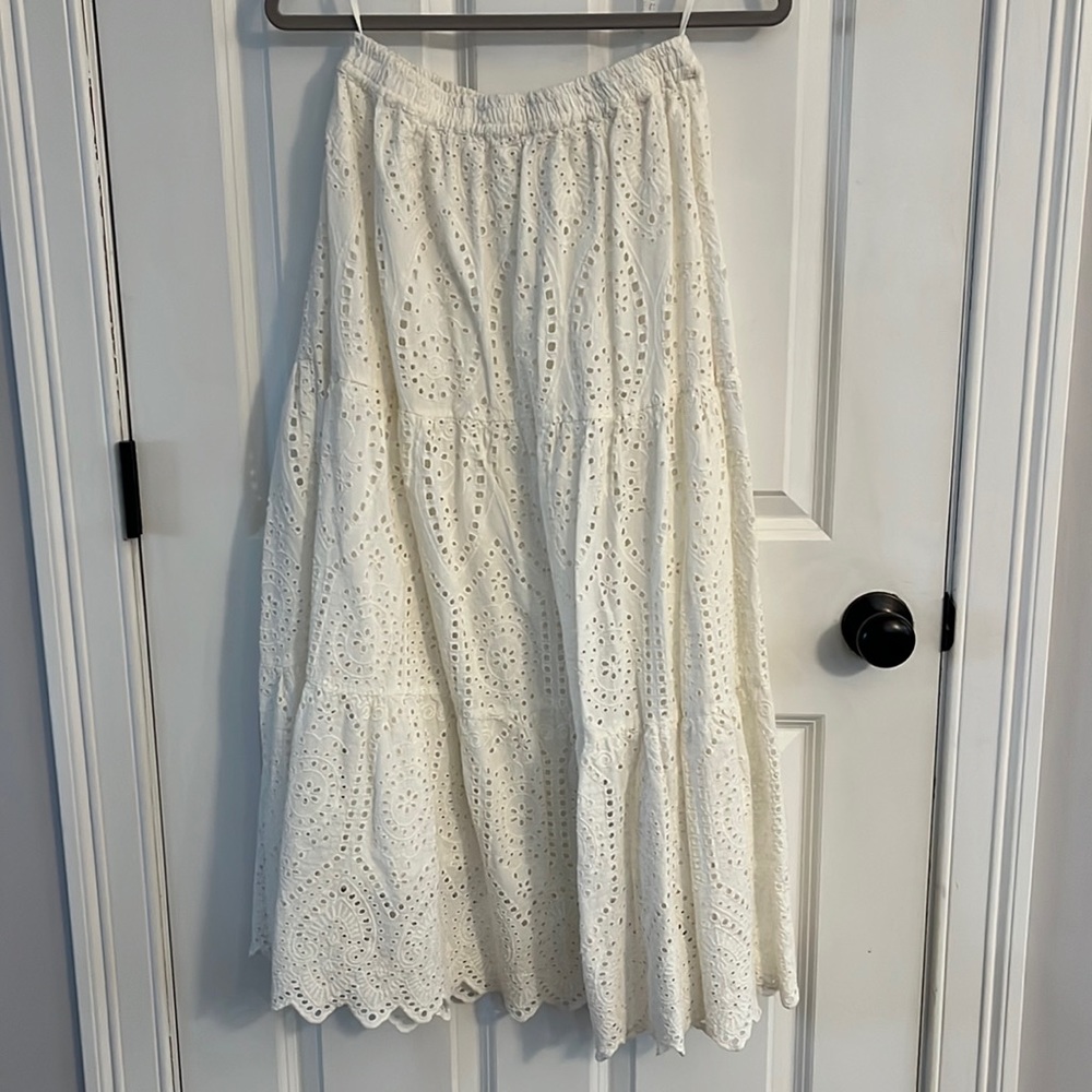 White cream tiered Eyelet Madi Skirt-sezane inspired
